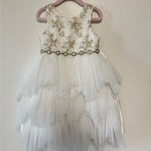 Size 4T White Dress with gold details
